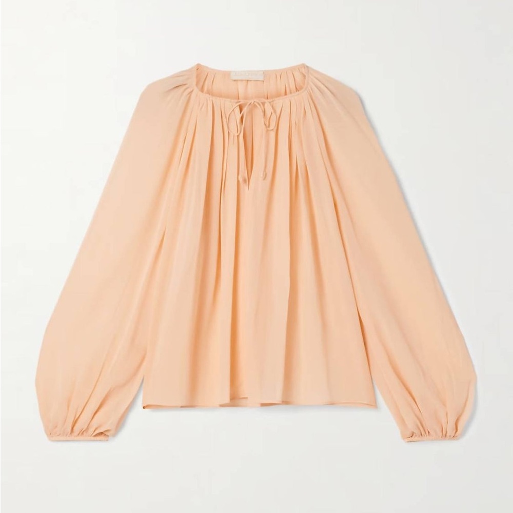 Ulla Johnson Peach Long-Sleeve Peasant Blouse